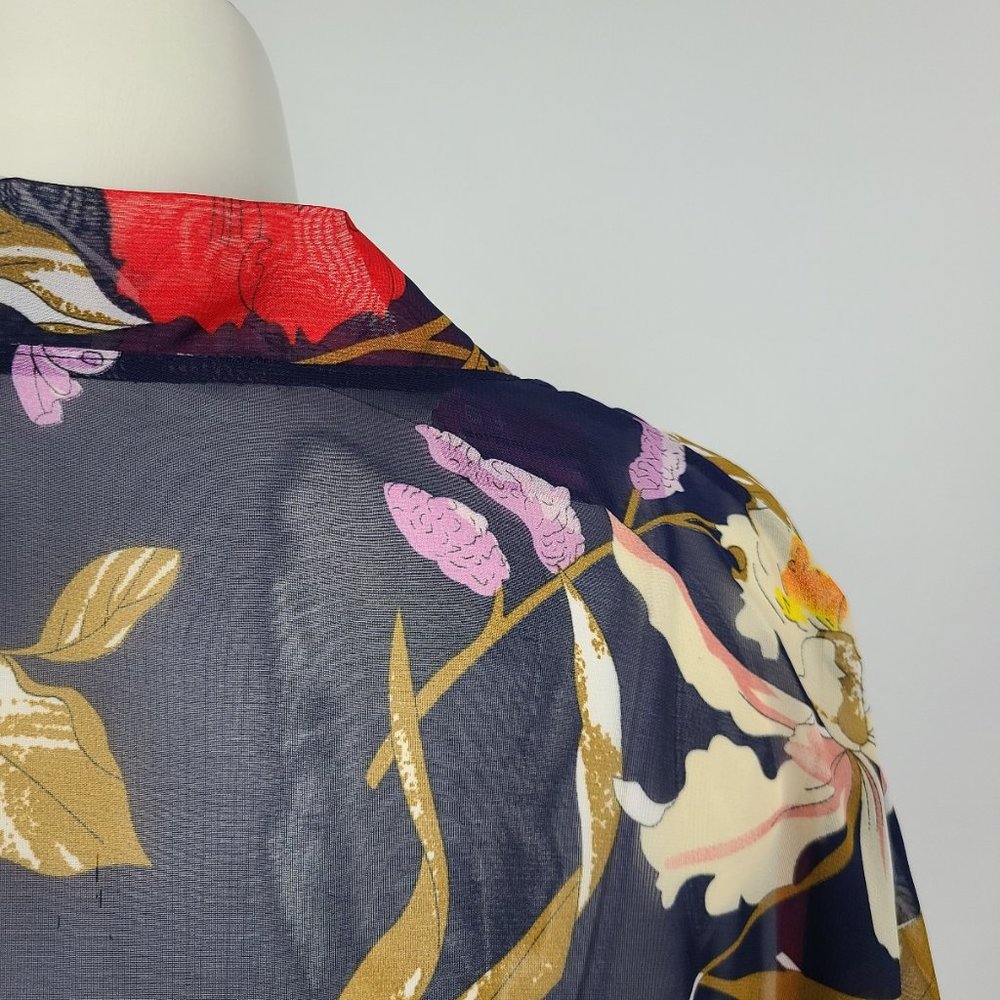 Floral Kimono Cardigan - Navy and Red - Picture 7 of 10